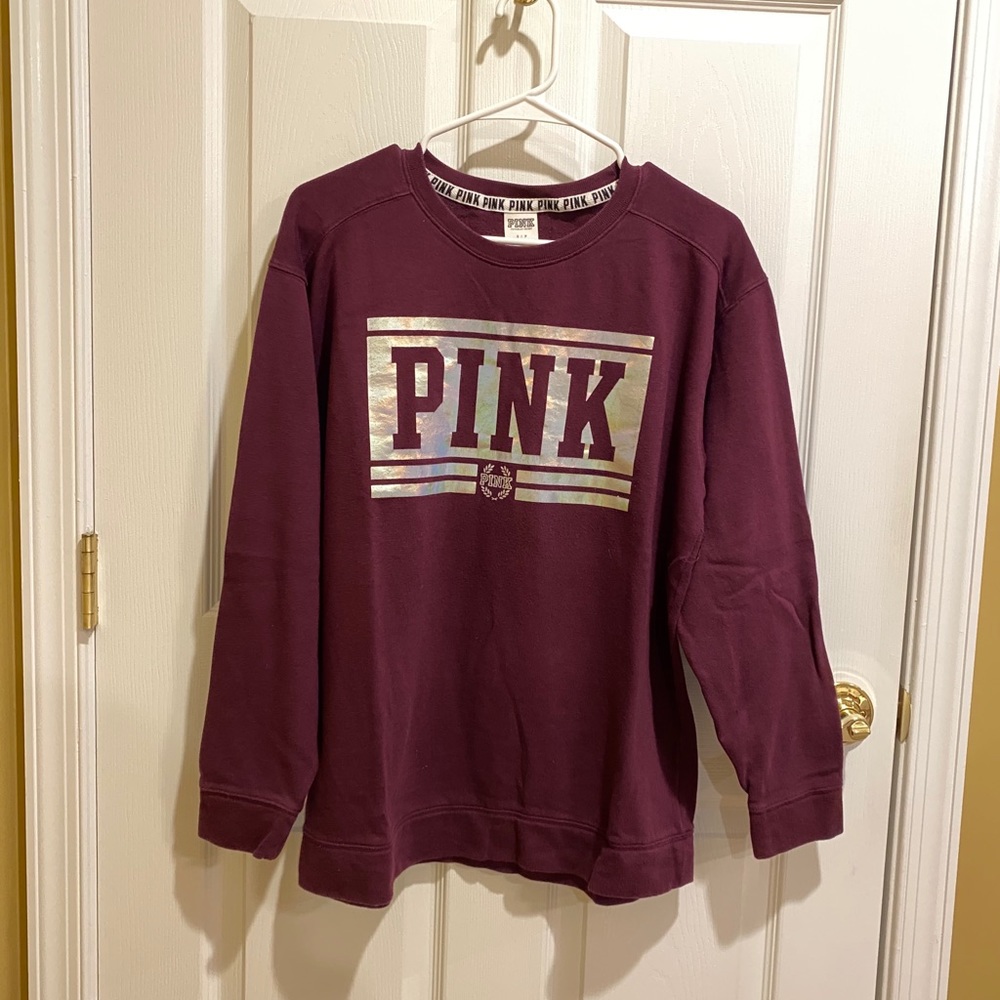 Pink burgundy sweatshirt.